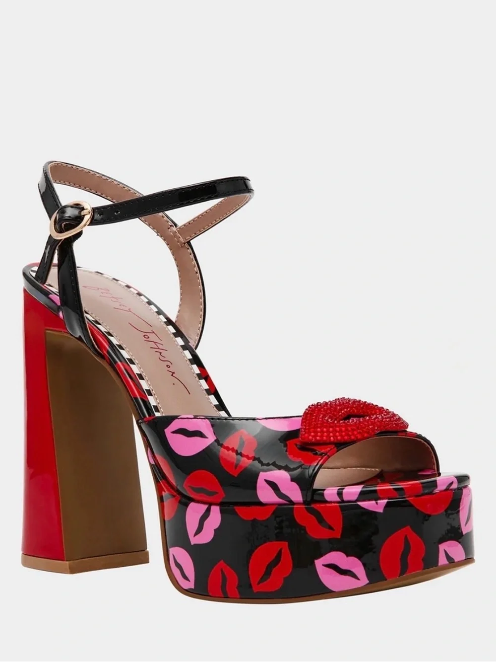 BETSEY JOHNSON Allyson Multi Lips Platform Heels Sandals Sz 5.5 NIB Glam Baddie